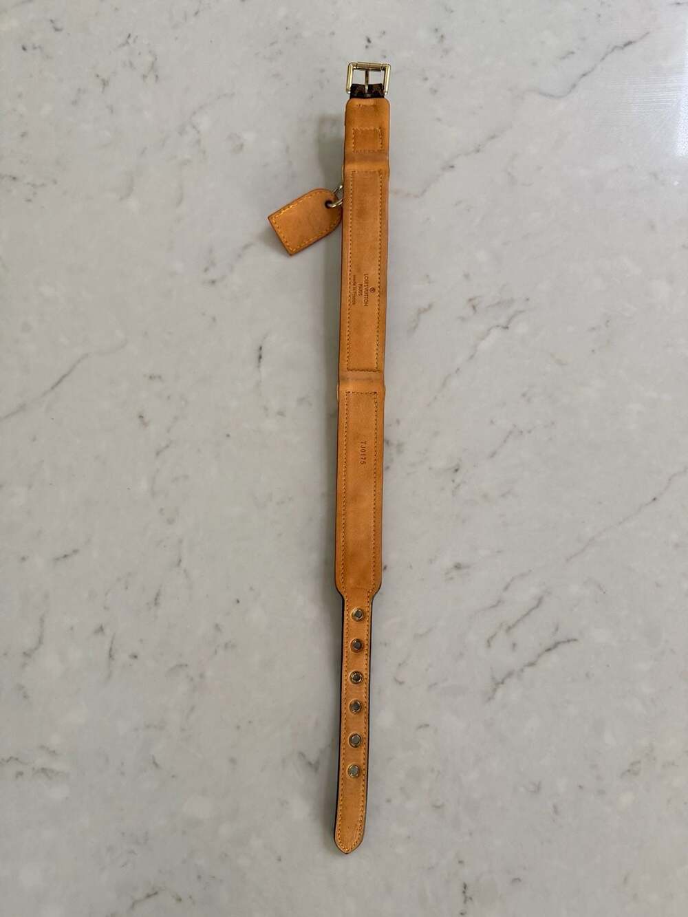 Authentic Louis Vuitton Baxter Monogram Dog Collar Large France LV Leather Pet - Picture 10 of 11